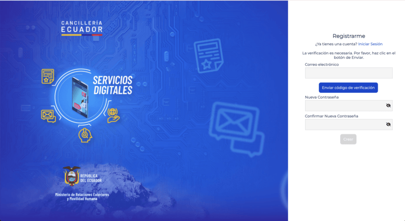eVISA registration page